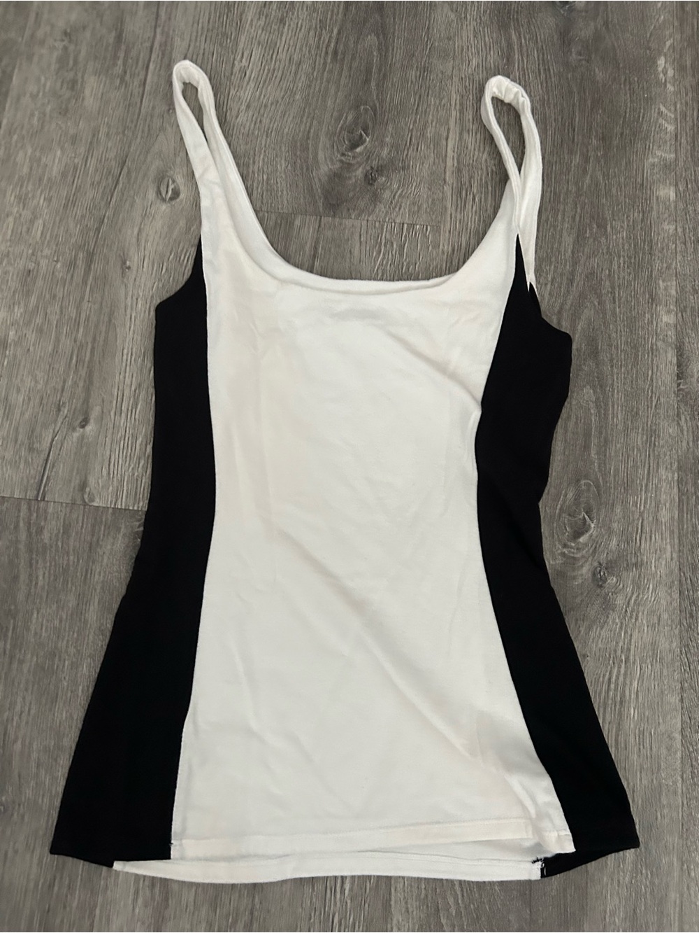 Express White Tank Top with Black Side Panels - Picture 2 of 3